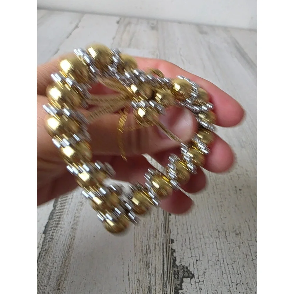 Vintage heart beaded ornament gold pink pearl Xmas tree